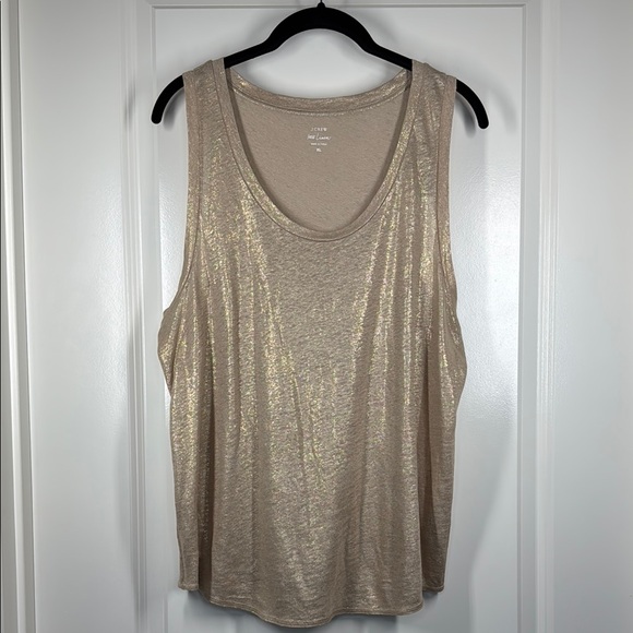 J. Crew Tops - J. Crew Tan With Gold Shimmer Tank Top